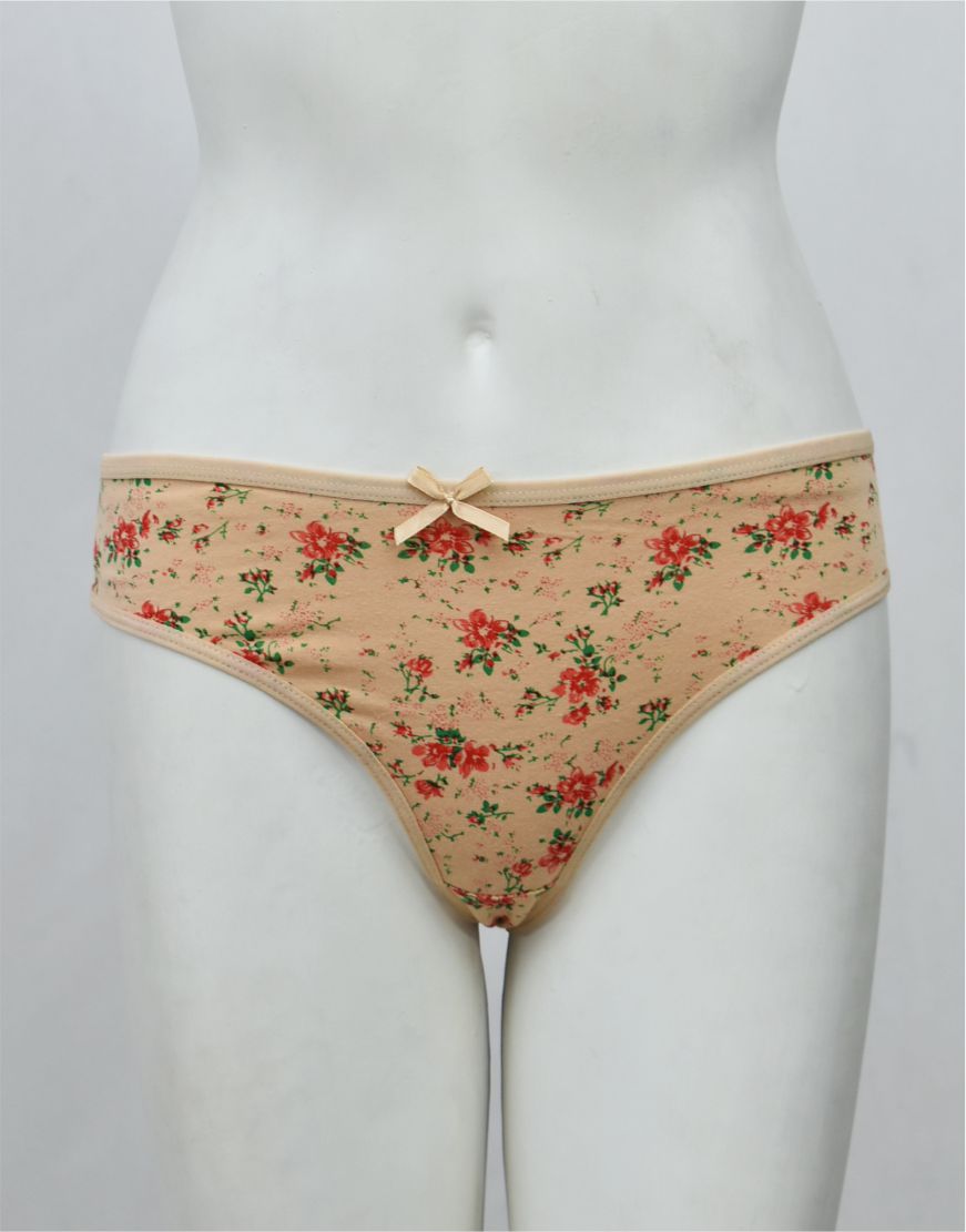 Floral Print Stretchable Cotton Thong Panty (Waist: 26" to 38")