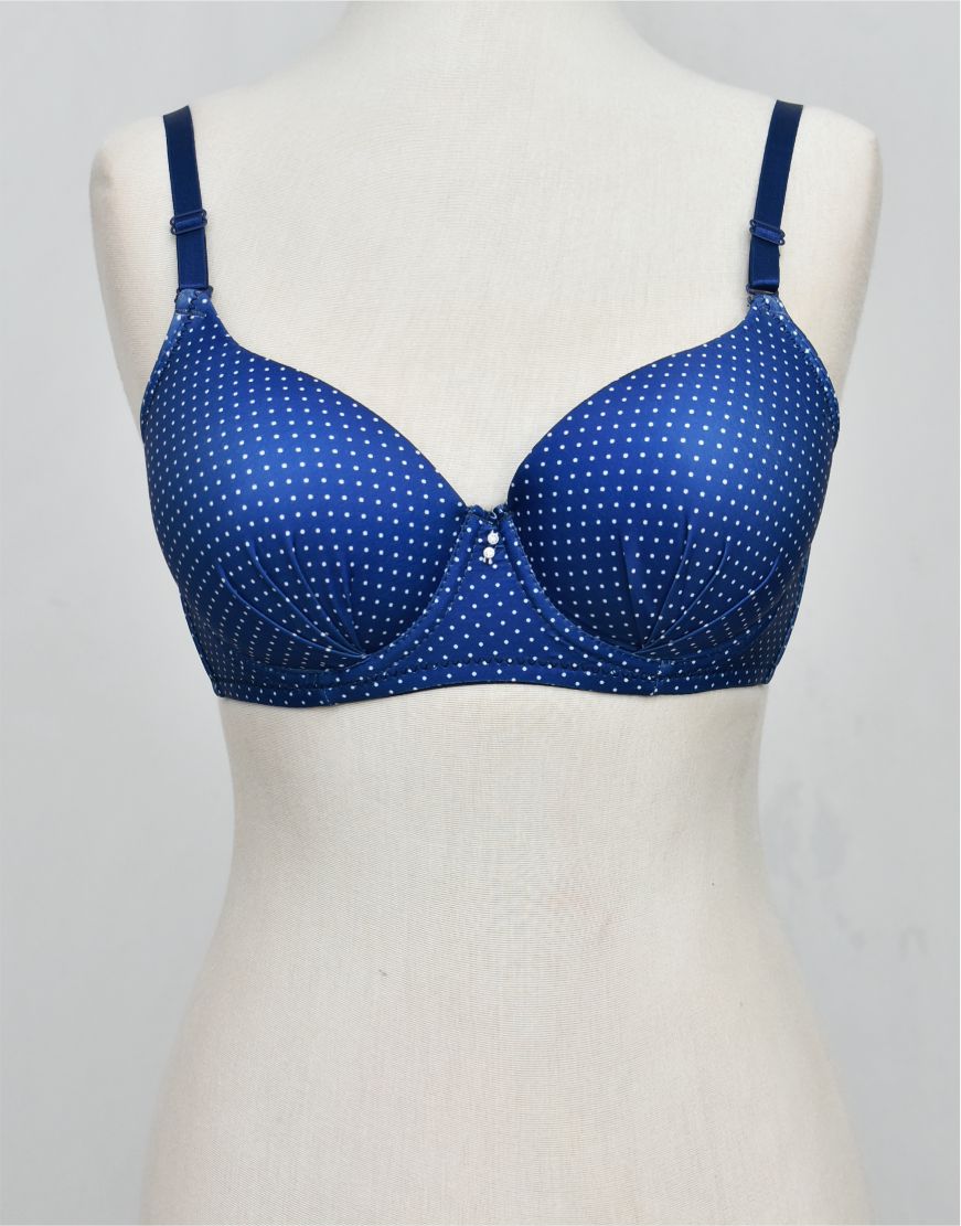 Dots Print Double Padded Bra  with Removable Straps