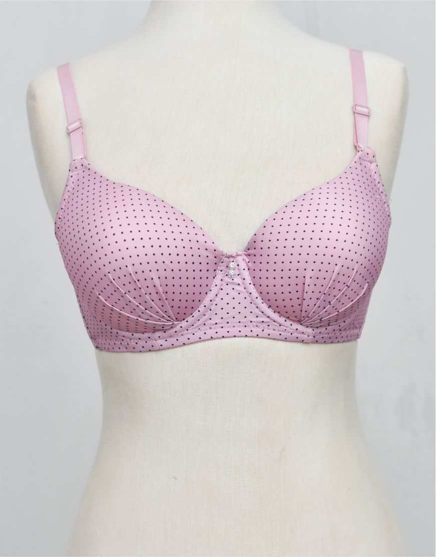 Dots Print Double Padded Bra  with Removable Straps