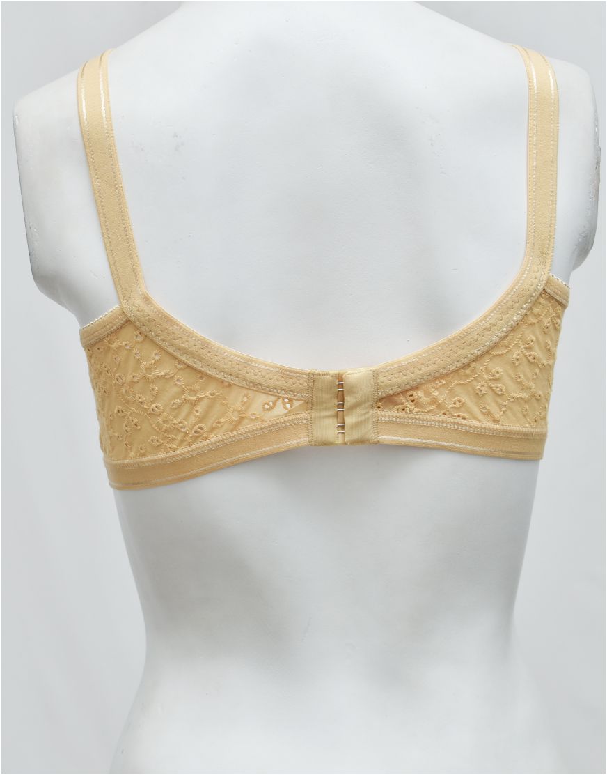 Premium Quality Summer Cotton Woven Embroidered Daisy D-Cup Bra