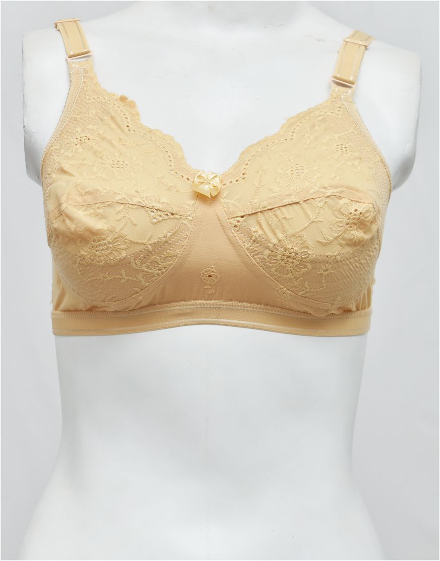 Premium Quality Summer Cotton Woven Embroidered More C-Cup Bra –