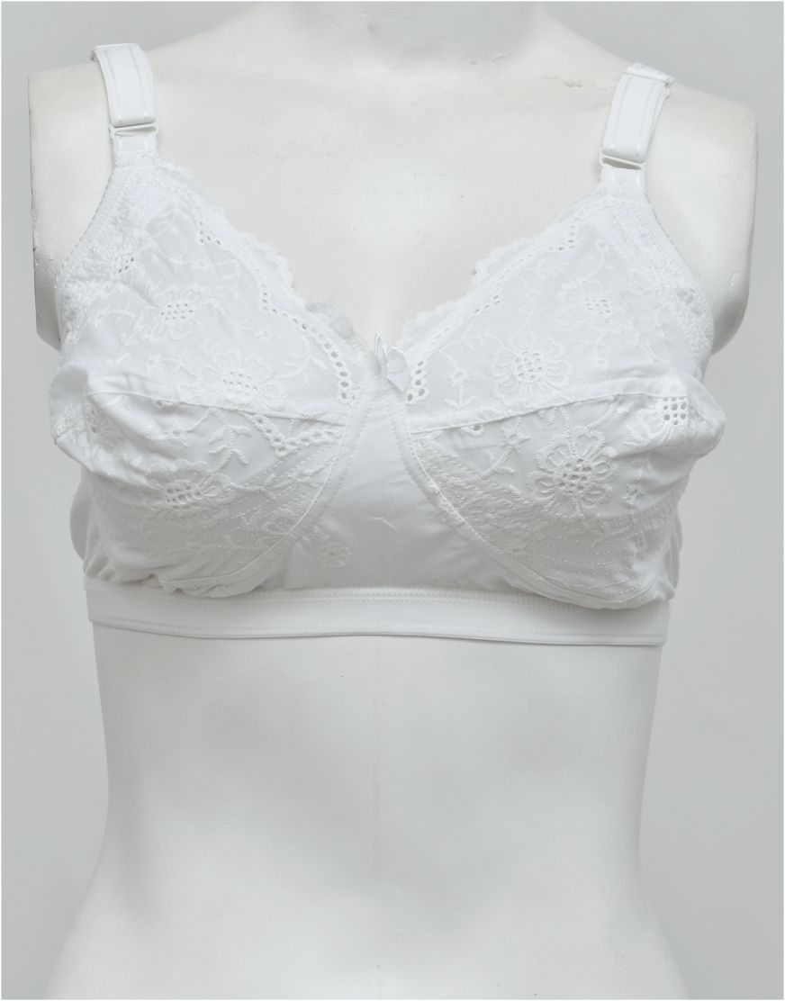 Premium Quality Summer Cotton Woven Embroidered More C-Cup Bra