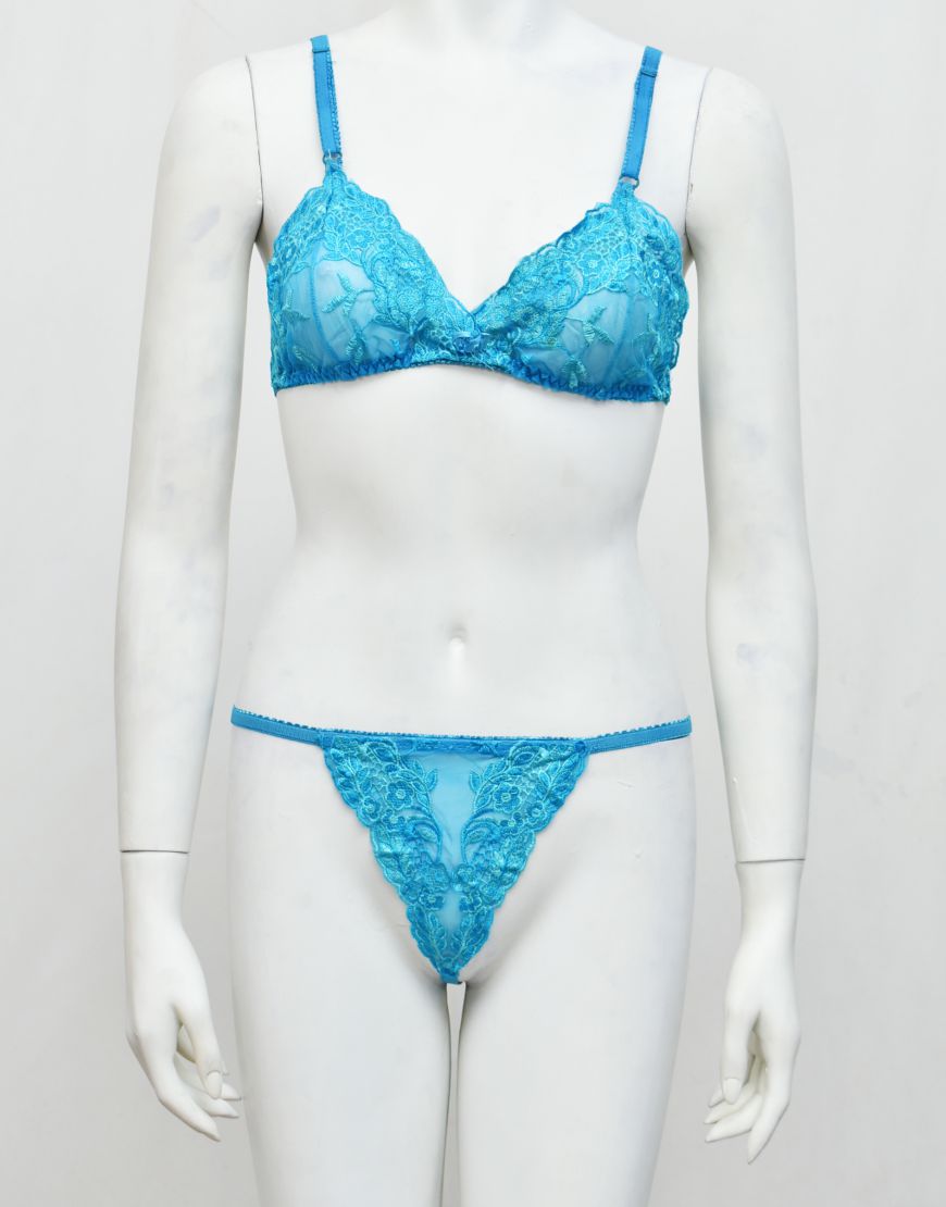 Intimate Wear Embroidered See-through Bra Panty Set