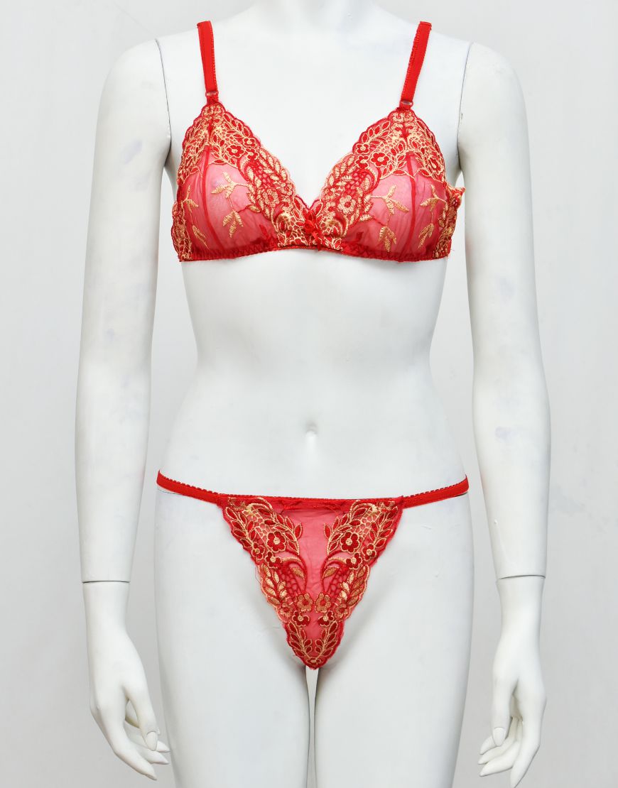 Intimate Wear Embroidered See-through Bra Panty Set –