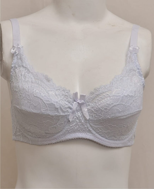 D Cup with Soft Lining Underwired Lace & Net Fancy Bra