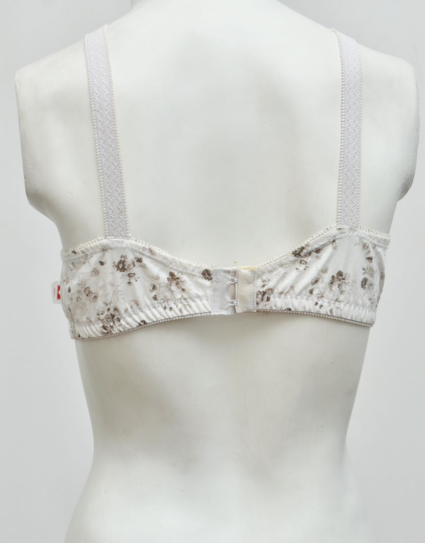 44C Cotton Woven Fabric Printed Bra with 2 Back Hooks Closure
