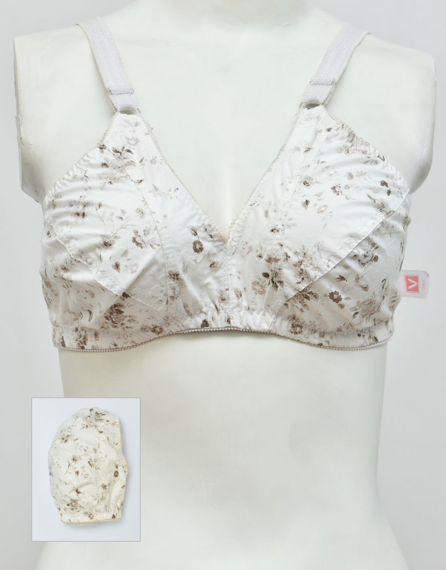 44C Cotton Woven Fabric Printed Bra with 2 Back Hooks Closure