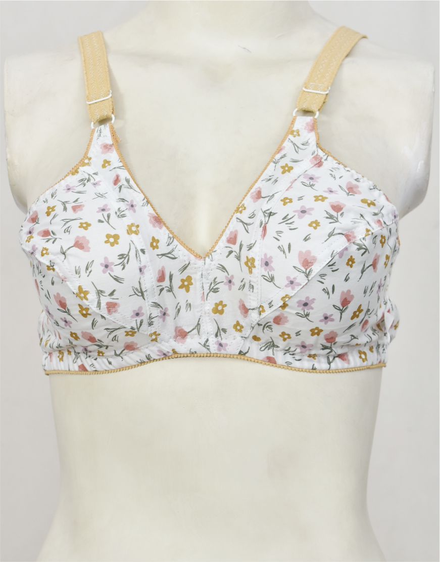 Pack of 3 Random Prints Cotton Woven Fabric Bras FN170 (Non-Padded, Non Wired)