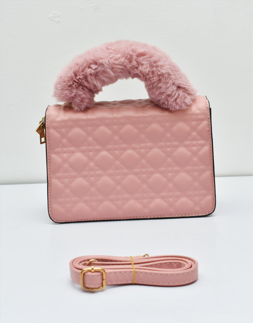 Glamorous Handbag with Fur Handle