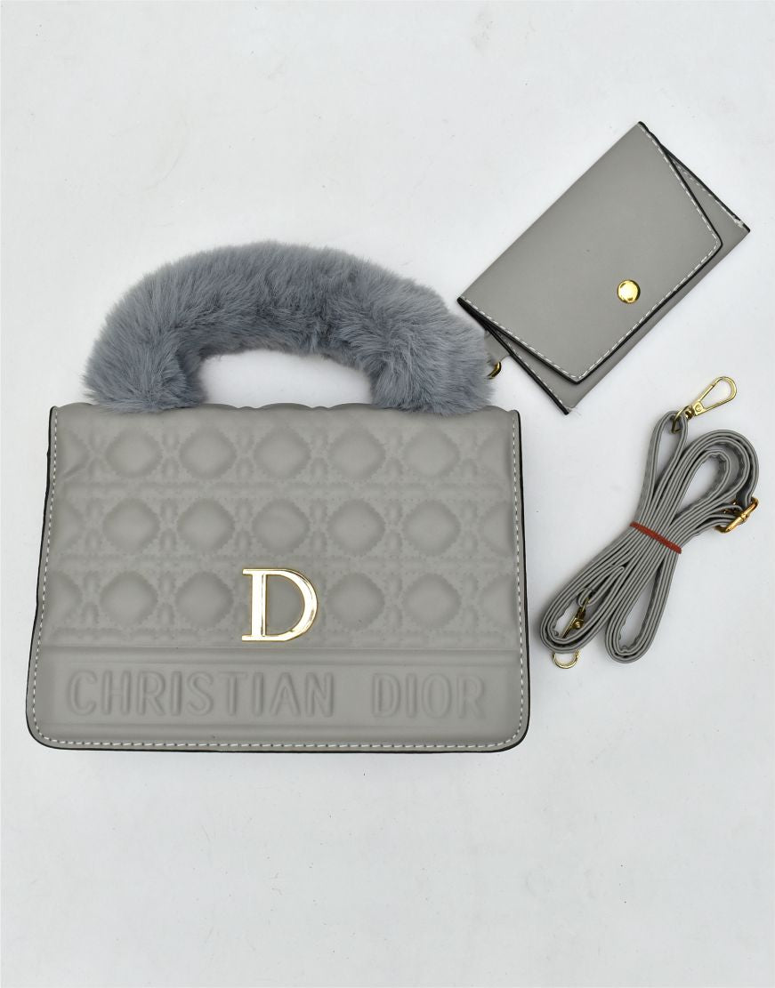Glamorous Handbag with Fur Handle