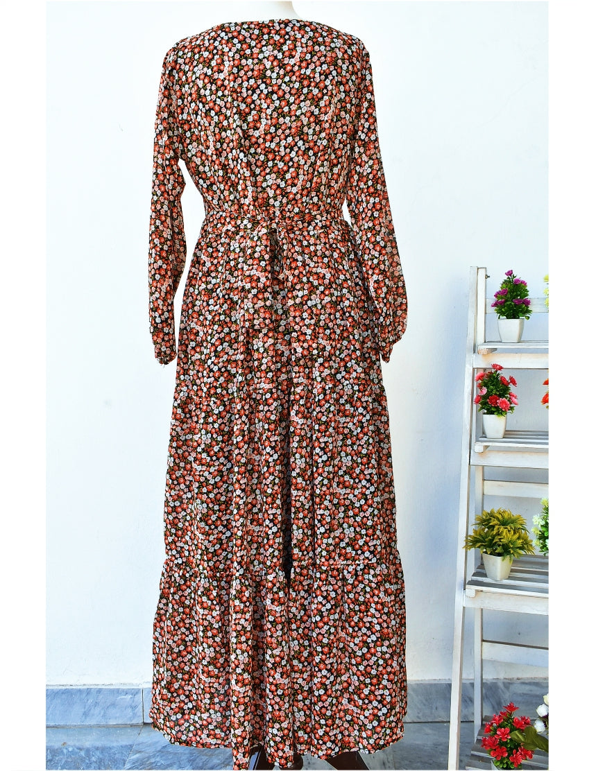 Chiffon Floral Print Maxi With Lining