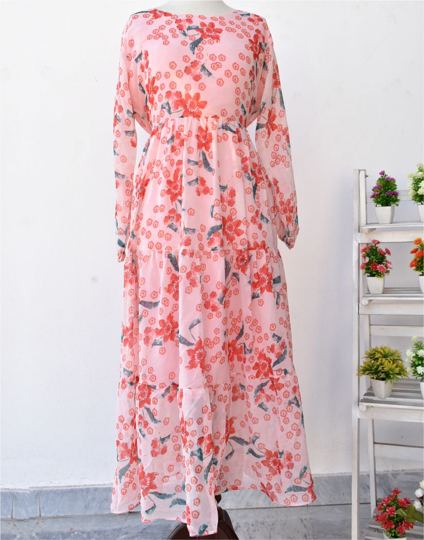 Chiffon Floral Print Maxi With Lining