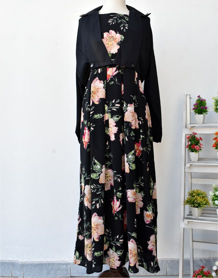 Floral Print Maxi with Jacket