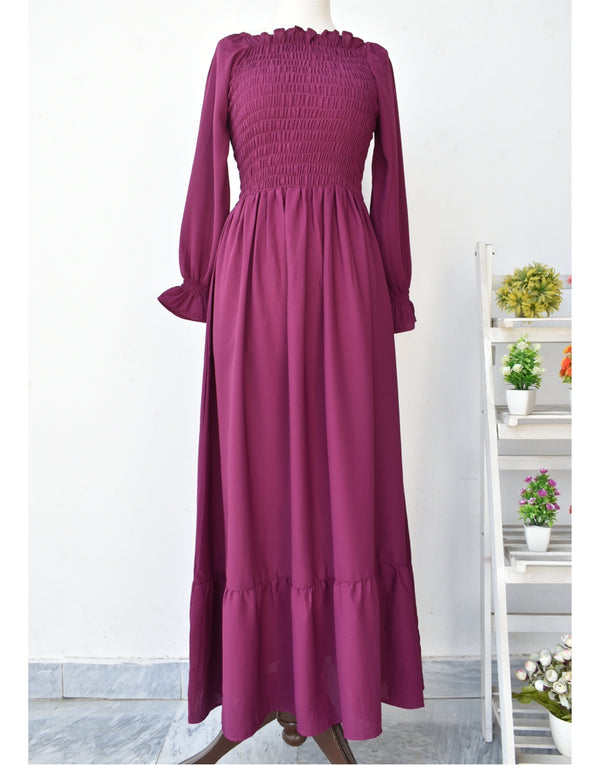 Plain Smoked Georgette Maxi