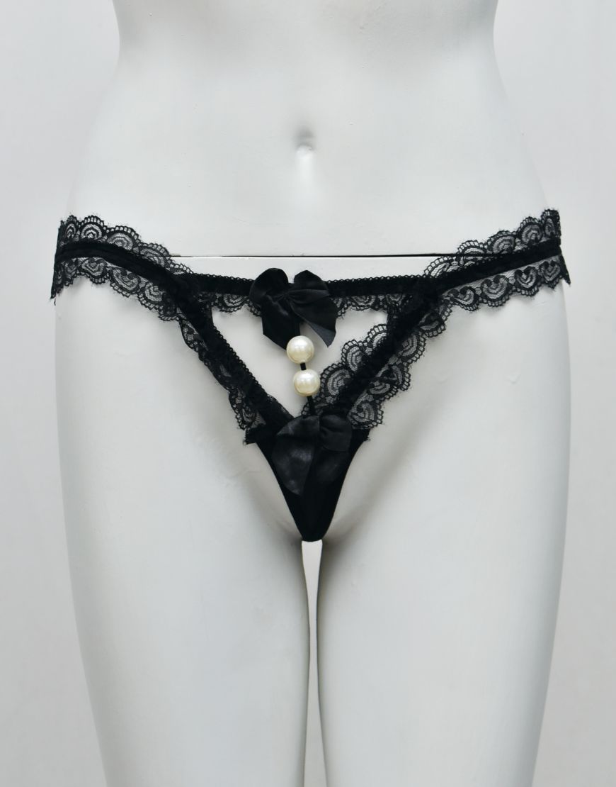 T-Back Lace Pearl Thong G-String Panty