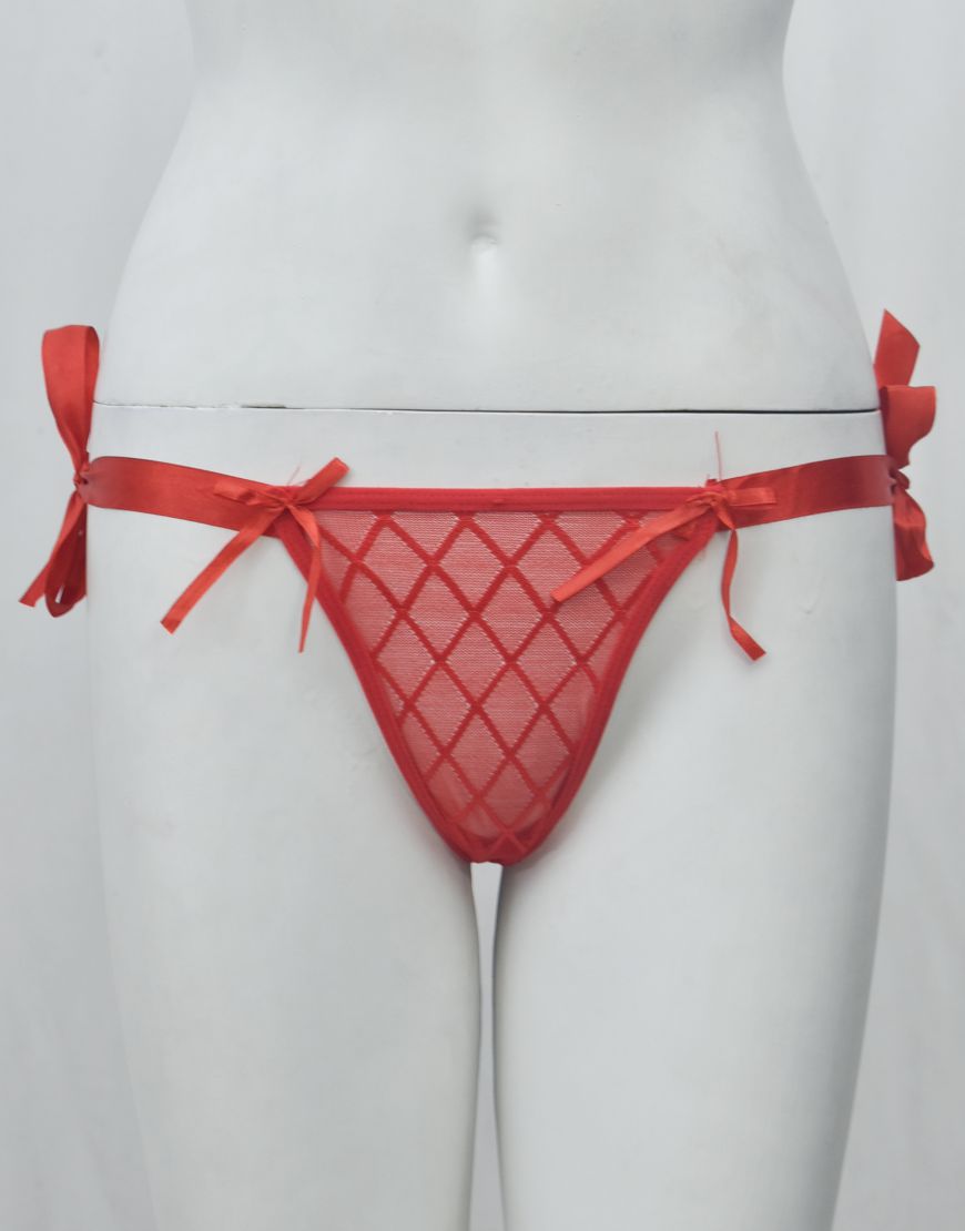 Net & Lace Tie Up Thong G-String Panty